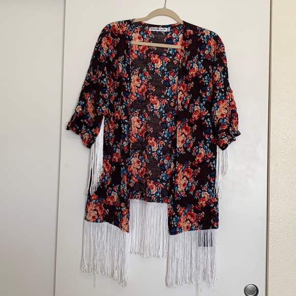 BOHO Women’s Fringe Kimono NWT - Picture 1 of 5